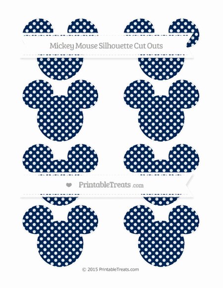 Mickey Mouse Pattern Cut Out New Navy Blue Dotted Pattern Small Mickey Mouse Silhouette Cut