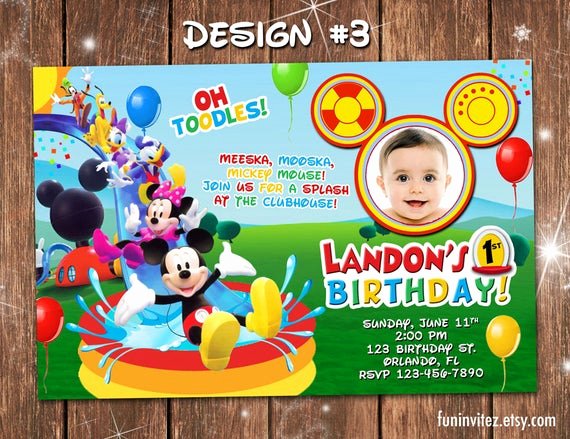 Mickey Mouse Pool Party Invitations Awesome Mickey Mouse Clubhouse Swim Splash Slide Birthday Party