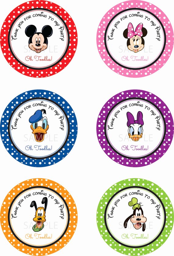 Mickey Mouse Thank You Tags Elegant Mickey Mouse Clubhouse Thank You Labels 3&quot; Round Printable