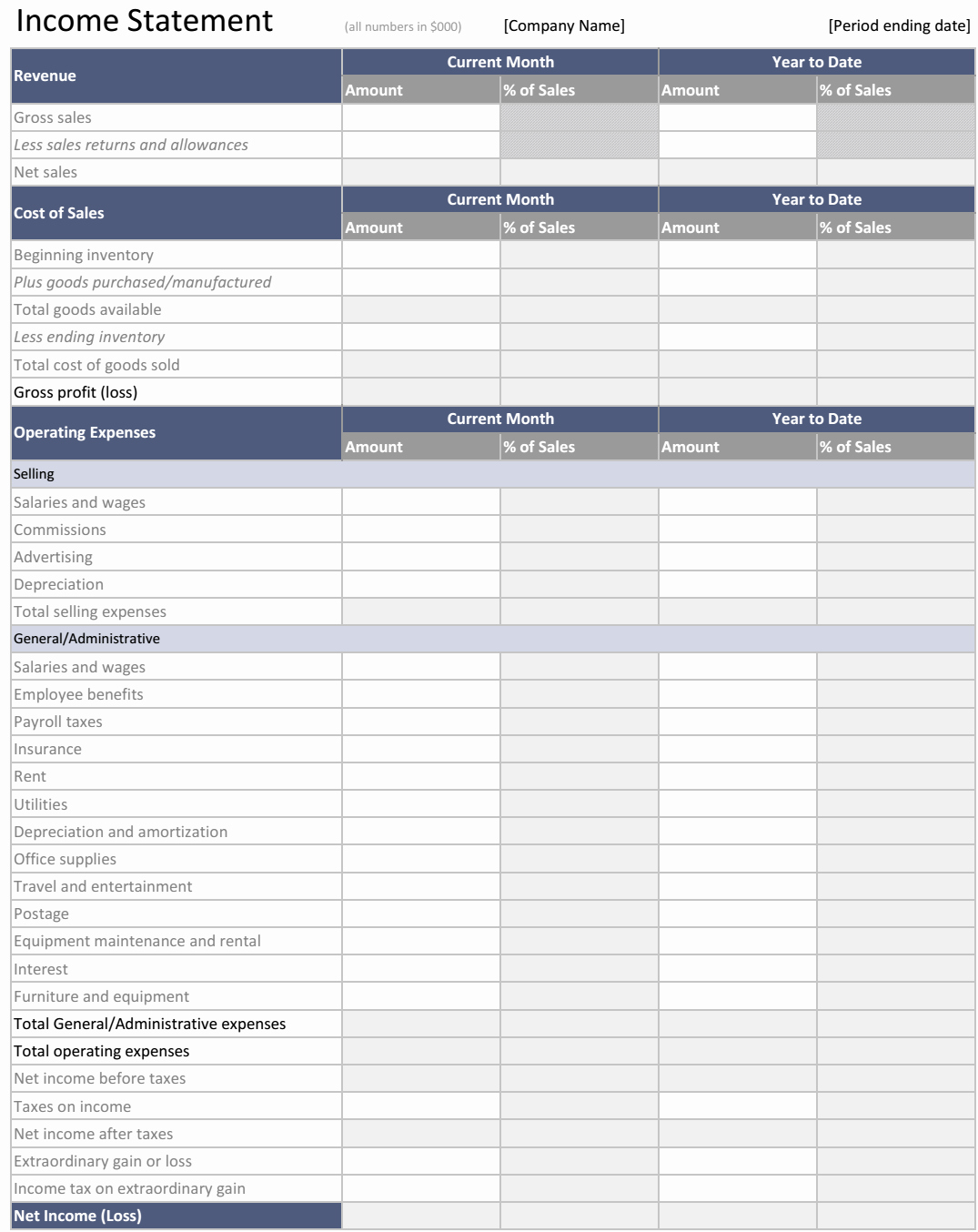 Microsoft Excel Income Statement Template Fresh In E Statement Template Excel Templates