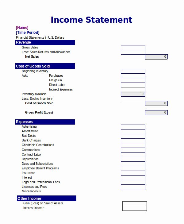 Microsoft Excel Income Statement Template New Excel In E Statement 7 Free Excel Documents Download