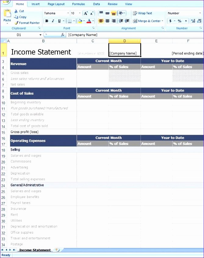 Microsoft Excel Income Statement Template Unique 8 Excel In E Statement Template Exceltemplates