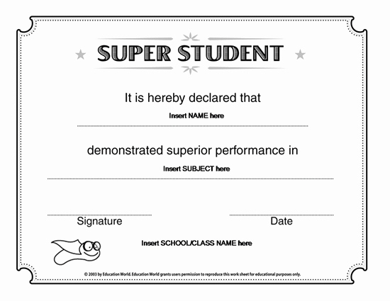 Microsoft Word Diploma Template Lovely Microsoft Word Super Student Certificate Template