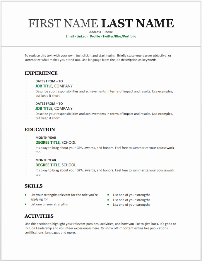 Microsoft Word Resume Example Best Of 11 Free Resume Templates You Can Customize In Microsoft Word