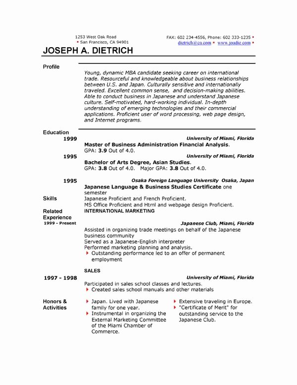 Microsoft Word Resume Example Unique Free Resume Template Downloads