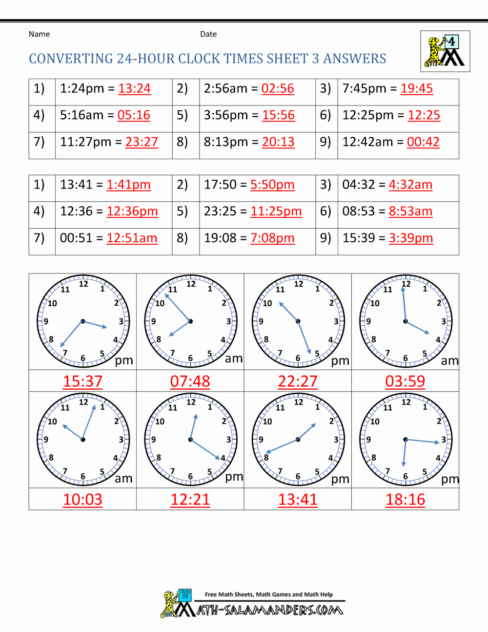 Military Time Conversion Sheet Luxury 24 Hour Clock Conversion Worksheets