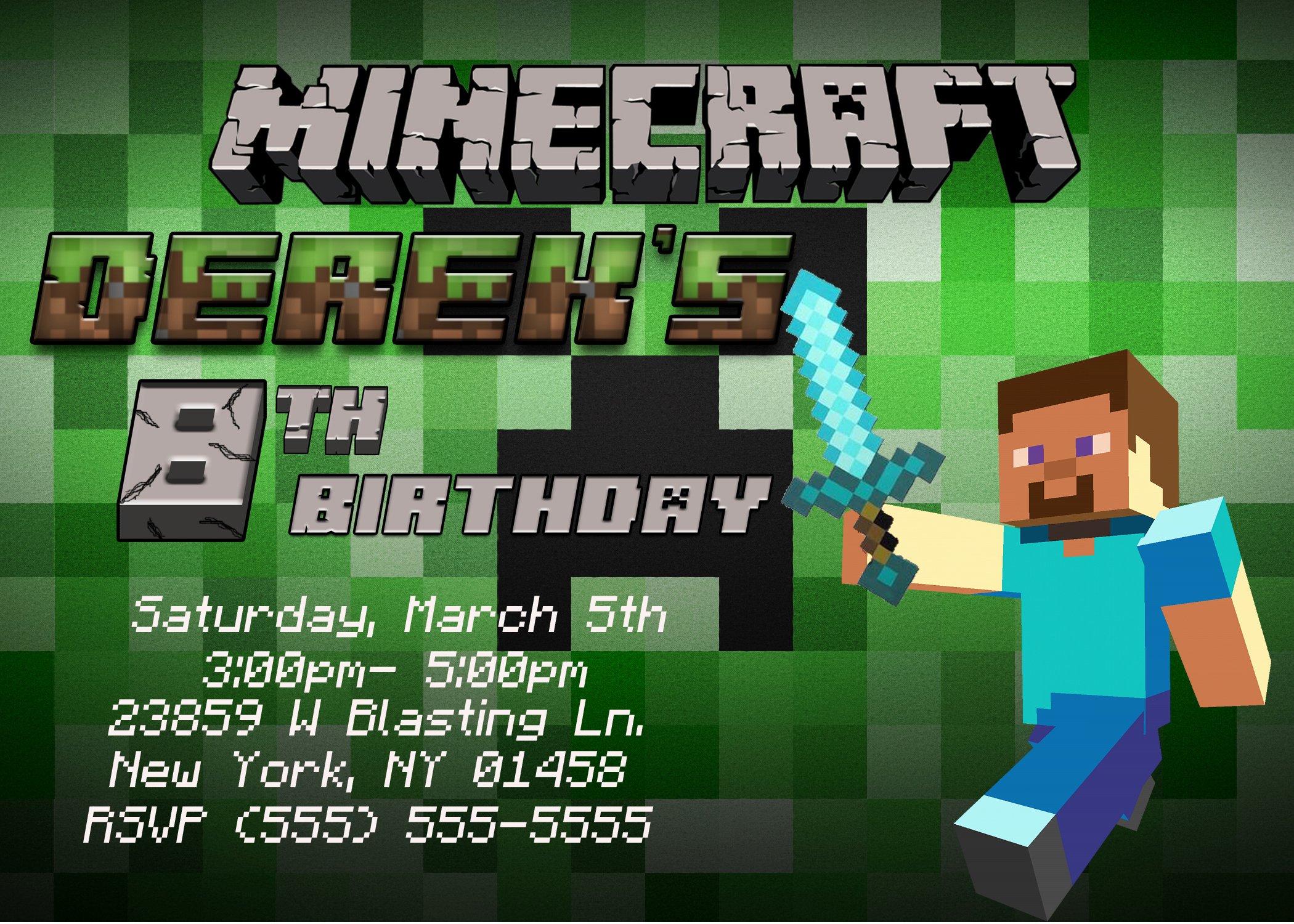 Minecraft Birthday Invitations Free Best Of Minecraft Birthday Invitation