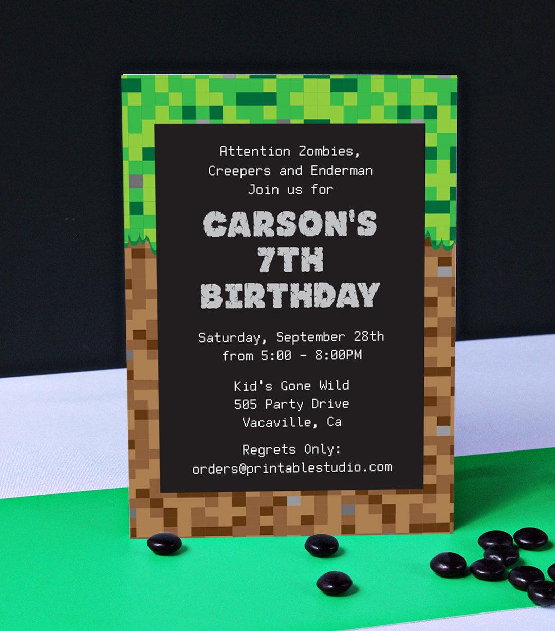 Minecraft Birthday Invitations Free Unique Minecraft Birthday Invitation — 505 Design Inc
