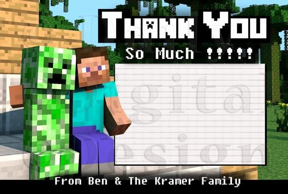 Minecraft Thank You Cards Best Of Custom Creeper &amp; Steve Minecraft Thank You Card 4x6 Uprint