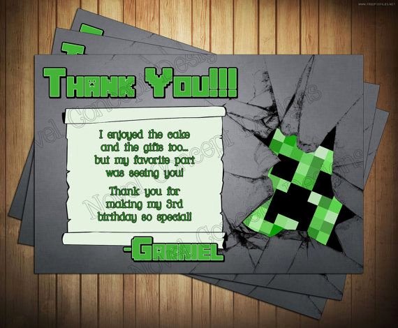 Minecraft Thank You Cards New Diy Minecraft Creeper Thank You Card by