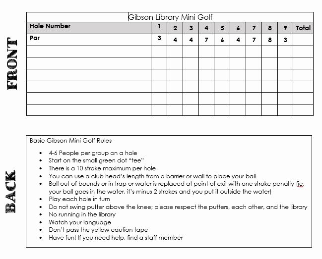 Mini Golf Score Card New Pin On Library
