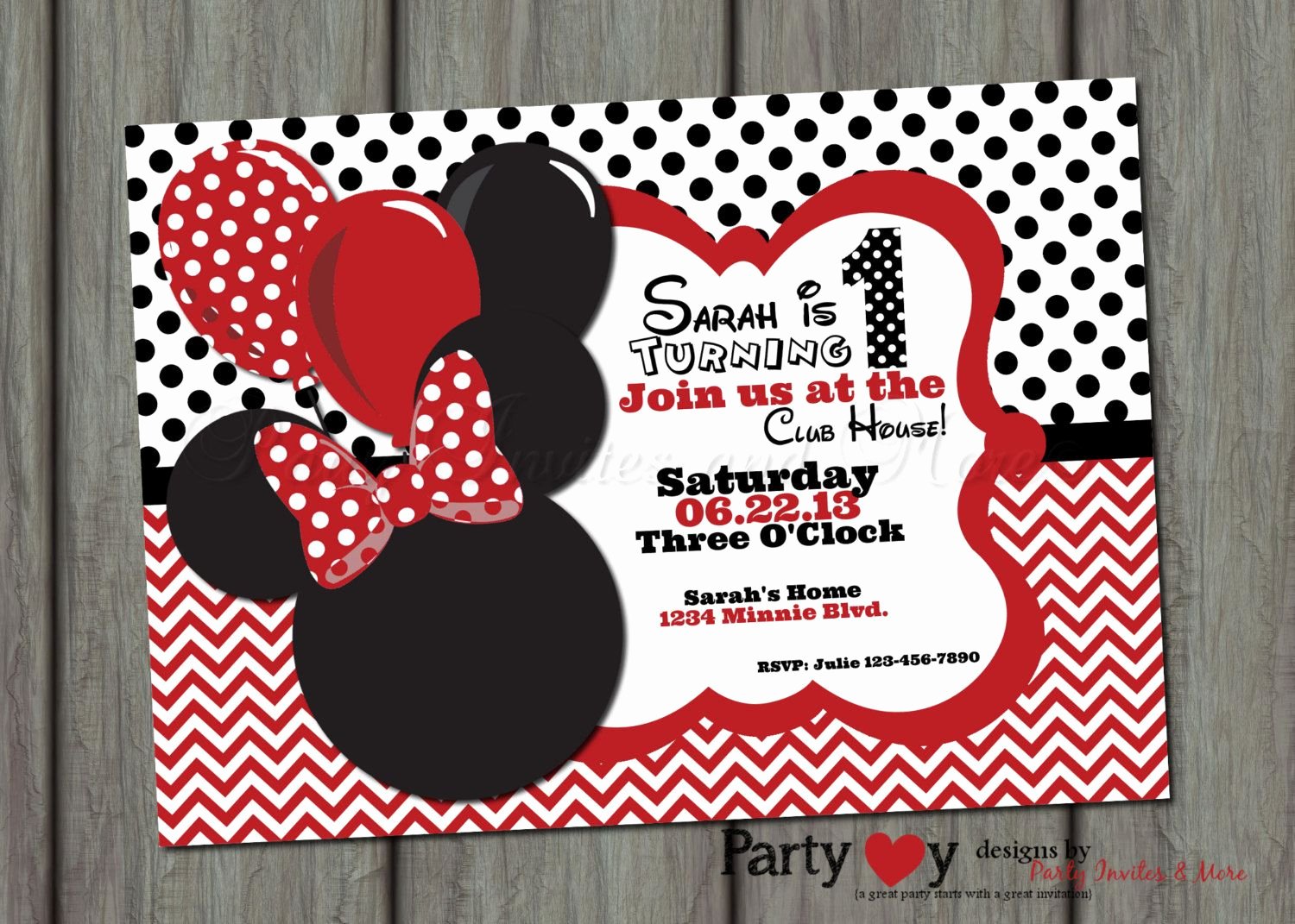 Minnie Mouse 1st Birthday Invitation Inspirational Red Minnie Mouse Birthday Invitation Printable