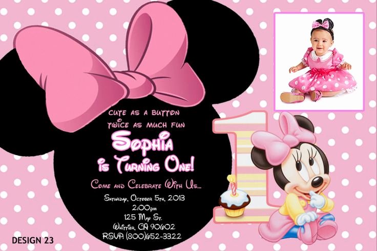 Minnie Mouse 1st Birthday Invitation Unique Baby Minnie 1st Birthday Invitations