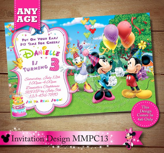 Minnie Mouse Clubhouse Invitations Fresh Girl S Mickey Minnie Mouse Clubhouse Birthday Invitation