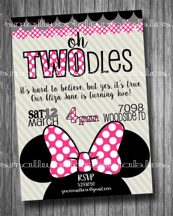Minnie Mouse Invitation Wording Fresh Oh Twodles toodles Minnie Mouse Girls by Smallworldprintables