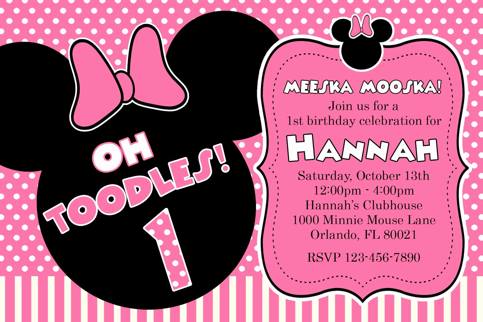 Minnie Mouse Invitation Wording Luxury Free Printable Minnie Mouse 1st Birthday Invitations