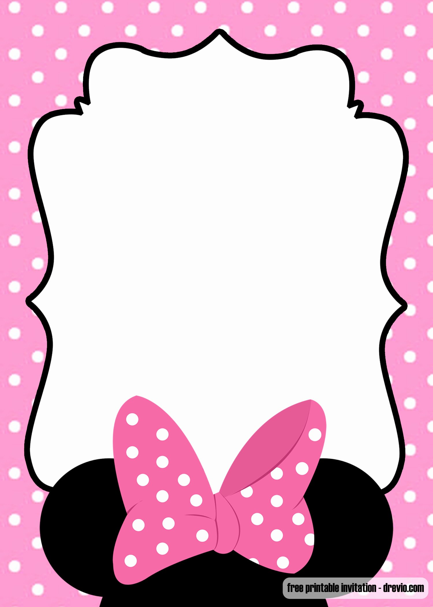 free polka dot pink minnie mouse invitation template