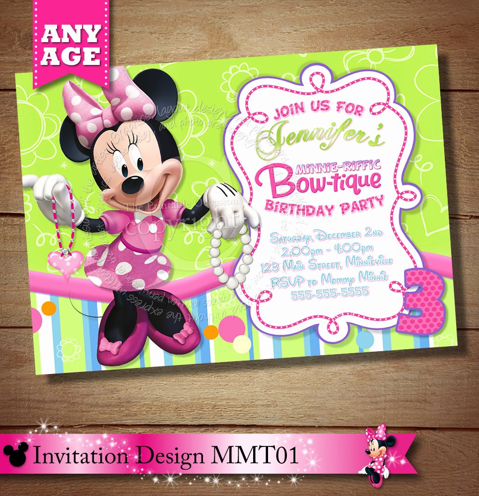 Minnie Mouse Invitations Free Luxury Minnie Mouse Bowtique Invitation Minnie Mouse Bow Tique