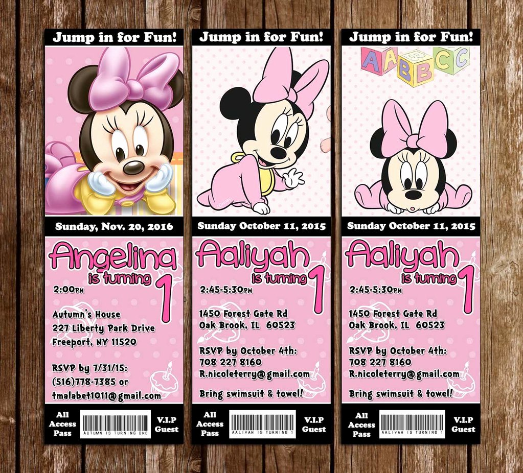 Minnie Mouse Party Invitations Inspirational Novel Concept Designs Minnie Mouse Birthday Party Ticket