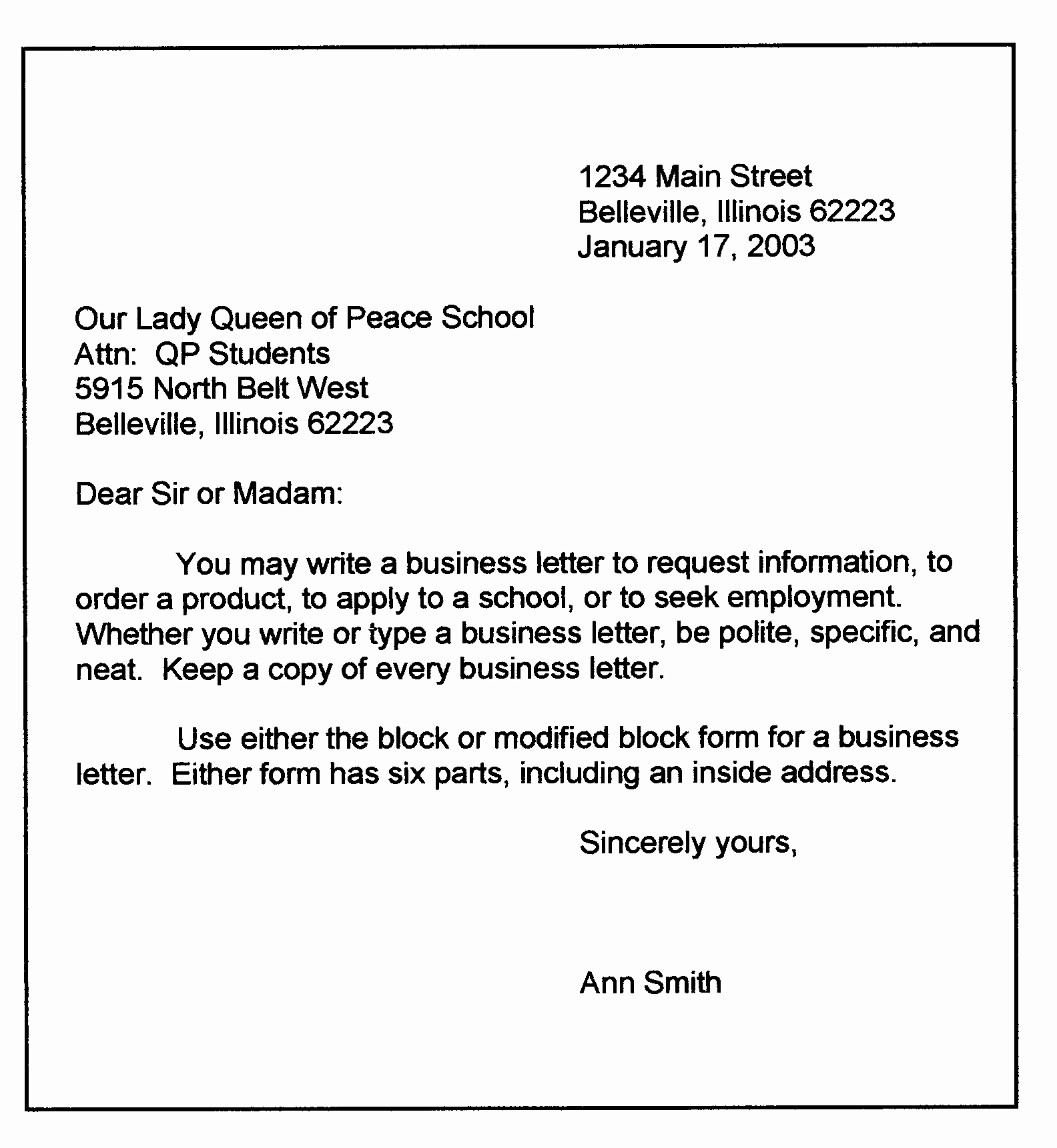 Modified Block Letter format Beautiful Personal Business Letter format