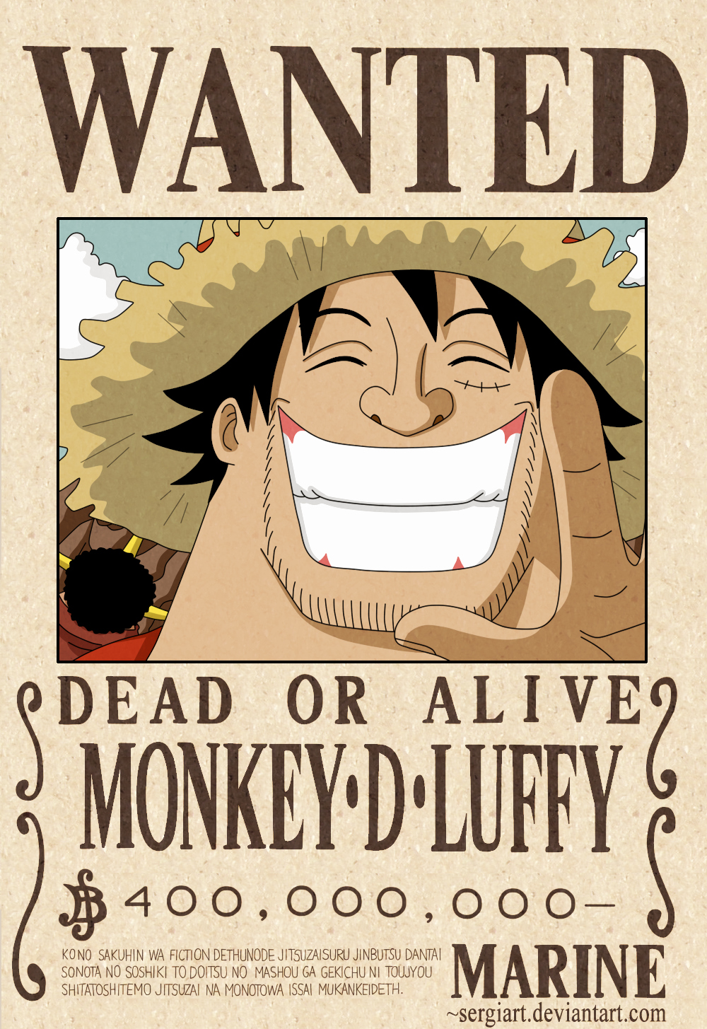 Monkey D Luffy Wanted Poster Fresh Monkey D Luffy Wanted Poster by Sergiart On Deviantart