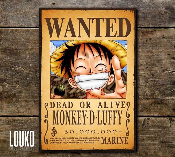 Monkey D Luffy Wanted Poster Unique E Piece Wanted Poster Monkey D Luffy Free Shipping
