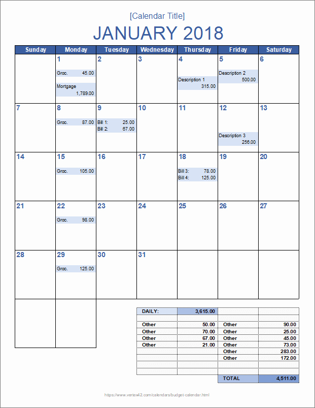 Monthly Budget Calendar Printable Beautiful Monthly Bud Calendar Template