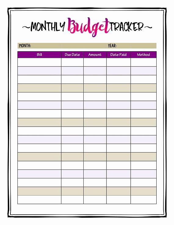 Monthly Budget Calendar Printable Elegant Colorful Printable Monthly Bud Planner Bill Payment