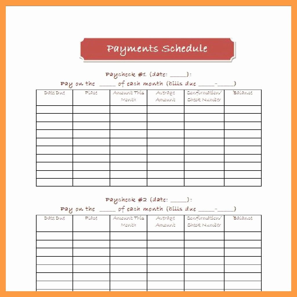 Monthly Payment Plan Template Best Of Monthly Bill Payment Schedule Template