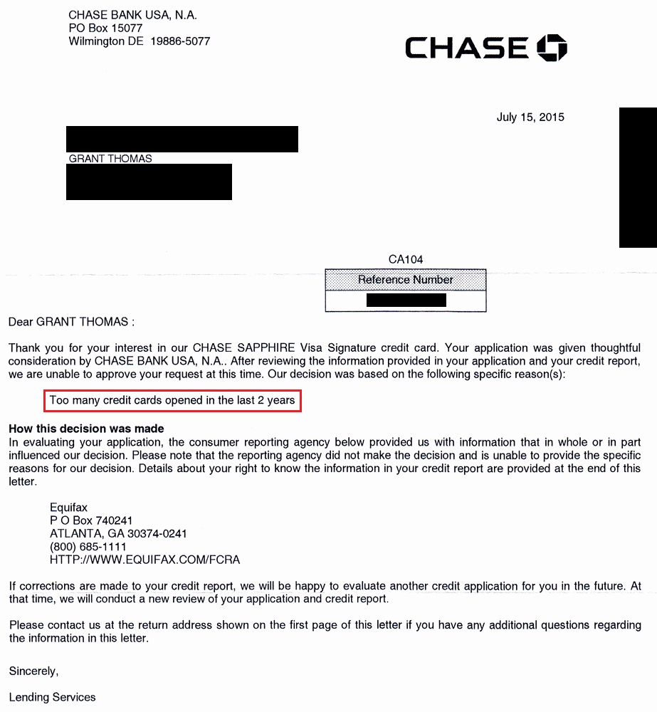 Mortgage Denial Letter Sample Awesome My Unsuccessful Chase Sapphire Preferred Reconsideration