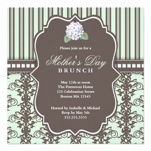 Mother Day Invitation Card Fresh Chic Damask Stripe Mother S Day Brunch Invitation Square