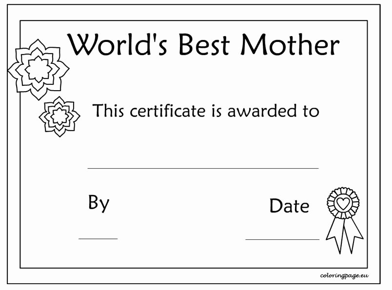 Mothers Day Card Template Best Of Printable Mother’s Day Certificate Template