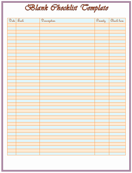 Ms Word Check Template New Blank Checklist Template A Simple Checklist
