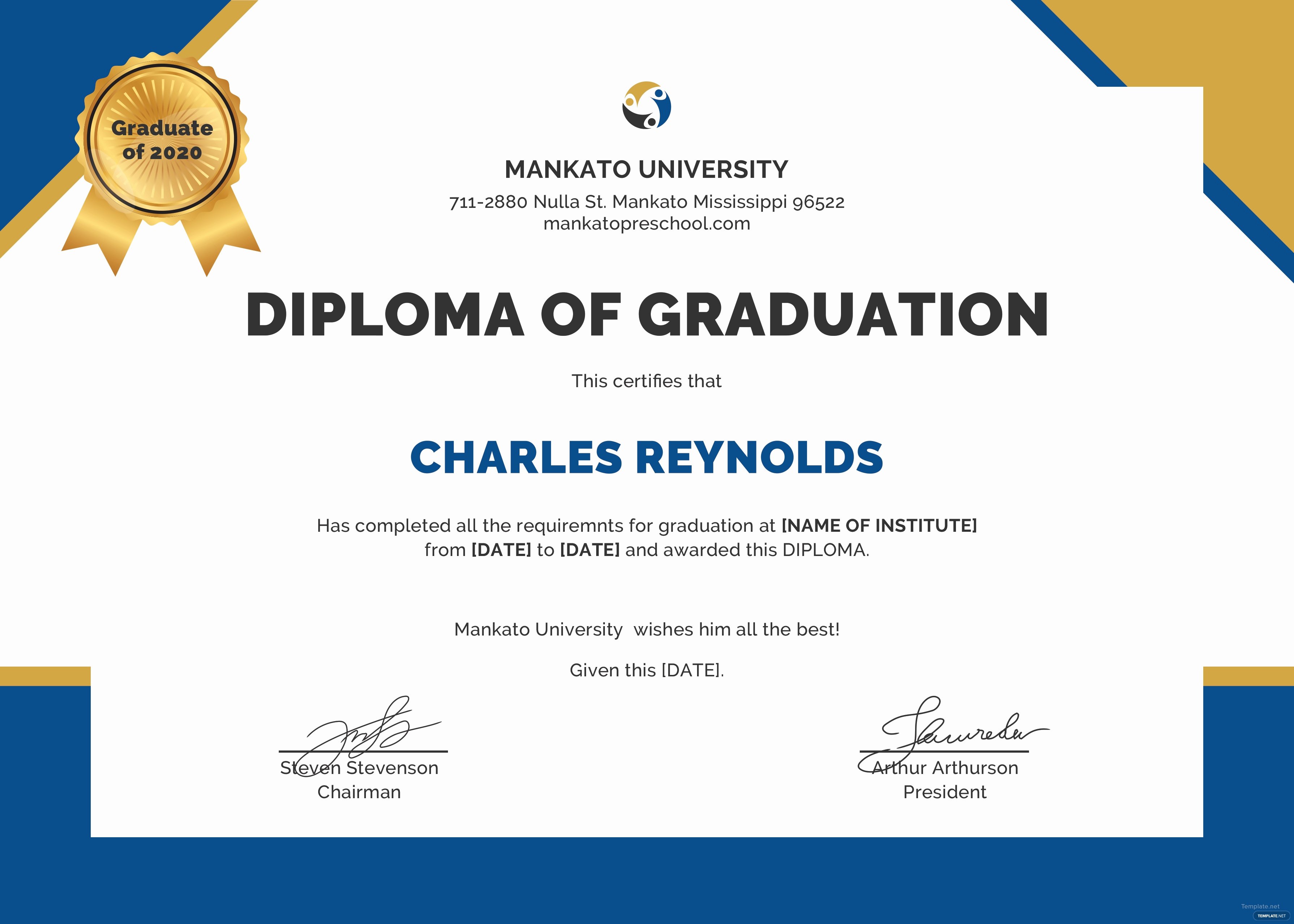 Ms Word Diploma Template Unique Free Diploma Of Graduation Certificate Template In Psd Ms
