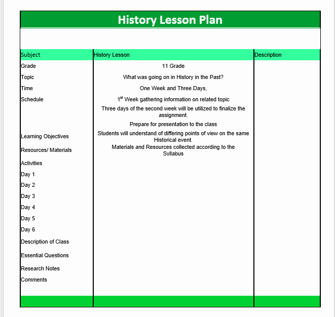 30 Ms Word Lesson Plan Example Document Template