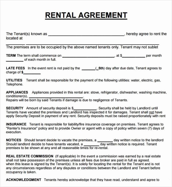 Ms Word Rental Agreement Template Inspirational 20 Rental Agreement Templates Word Excel Pdf formats