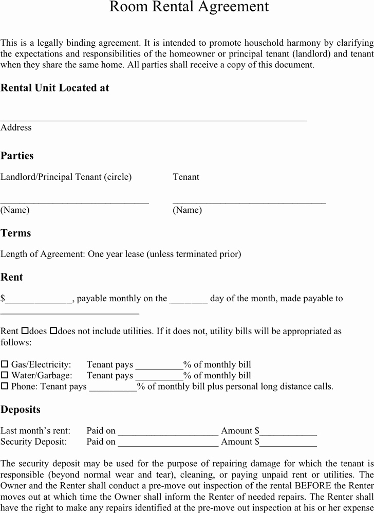 Ms Word Rental Agreement Template New 5 Basic Room Rental Agreement Templates Word Excel