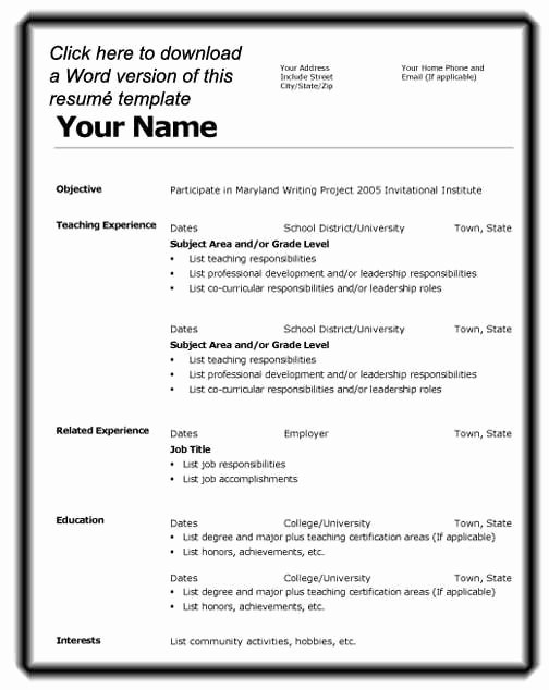 Ms Word Resume Examples Unique Job Resume format Download Microsoft Word