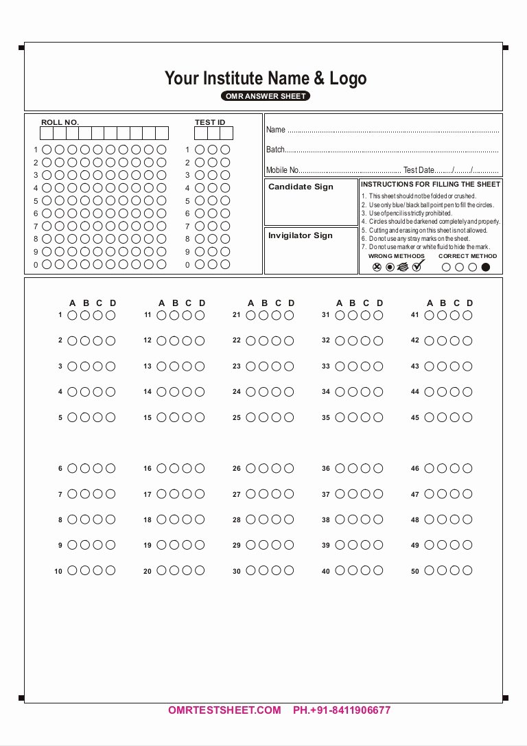 30 Multiple Choice Answer Sheet Example Document Template