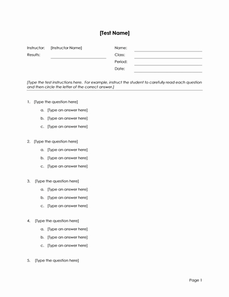 Multiple Choice Test Template Awesome Multiple Choice Test or Survey 3 Answer
