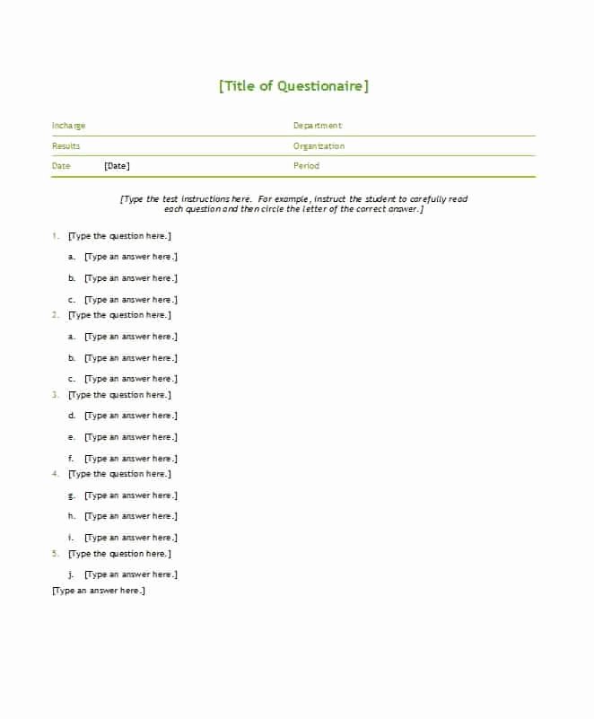 Multiple Choice Test Template Elegant 5 Multiple Choice Test Templates Word Excel formats