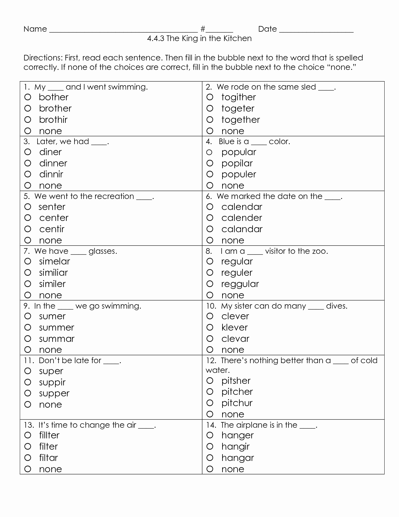 Multiple Choice Test Template Luxury 11 Best Of Multiple Choice Spelling Worksheets