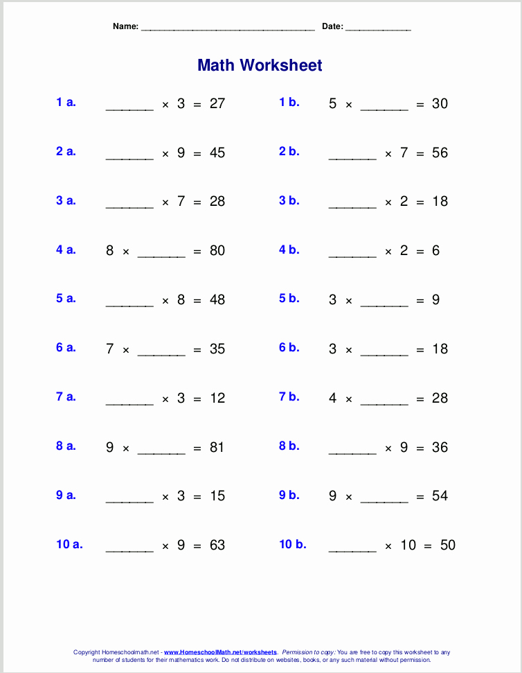 Multiplication and Division Worksheets New Worksheets for Basic Division Facts Grades 3 4
