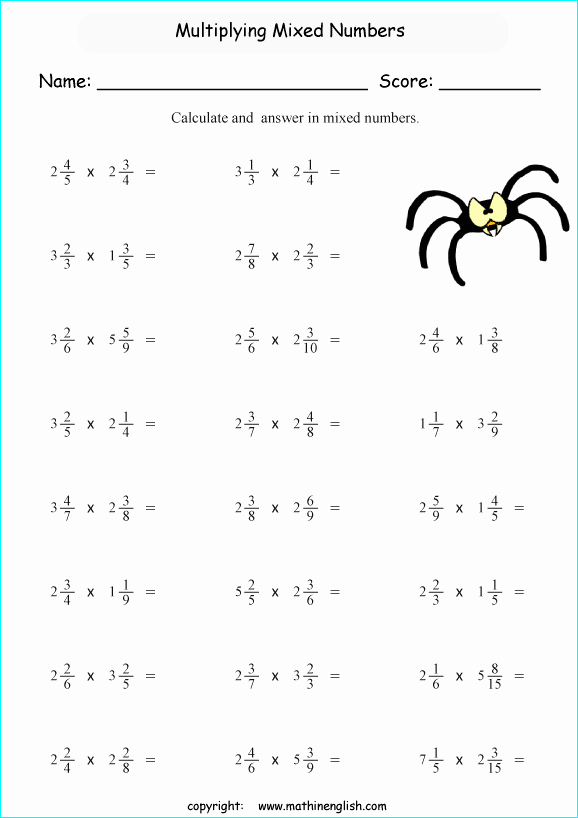 Multiplying Fractions Worksheets with Answers Elegant Multiply Mixed Numbers by Fractions and Give Your Answer