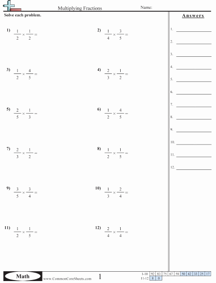 Multiplying Fractions Worksheets with Answers Inspirational Fraction Worksheets