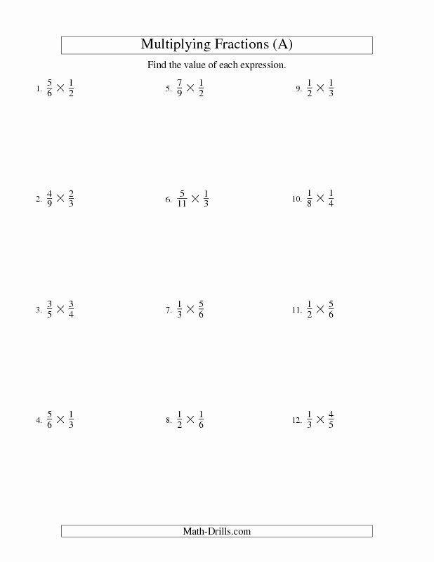 Multiplying Fractions Worksheets with Answers Inspirational Fractions Worksheet Multiplying Proper Fractions A