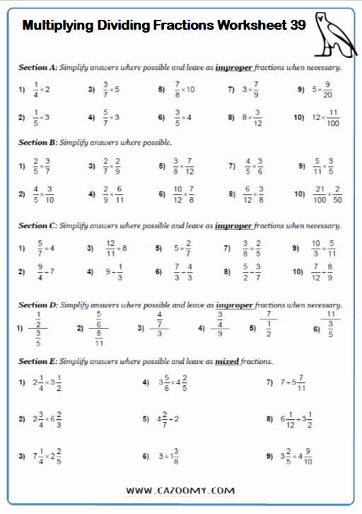 Multiplying Fractions Worksheets with Answers Luxury Multiplying and Dividing Fractions