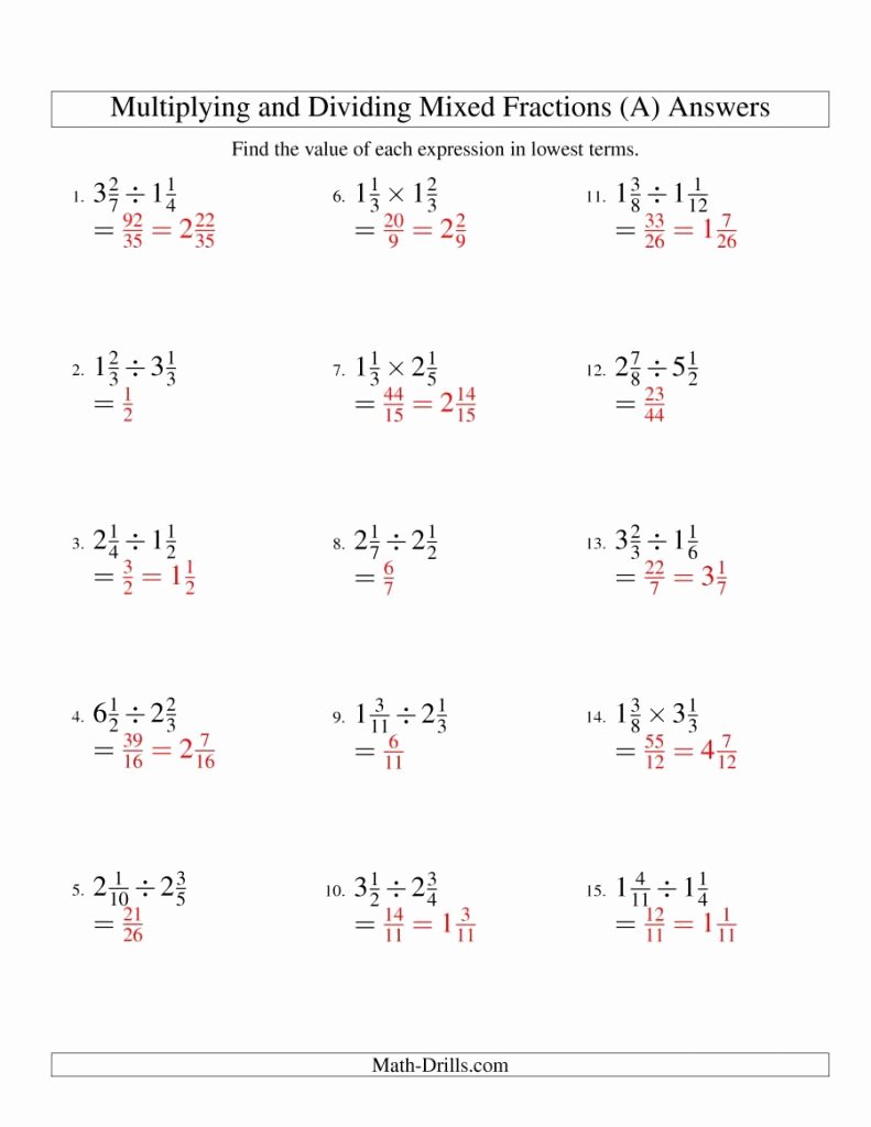 Multiplying Fractions Worksheets with Answers New Multiplying and Dividing Rational Expressions Worksheet