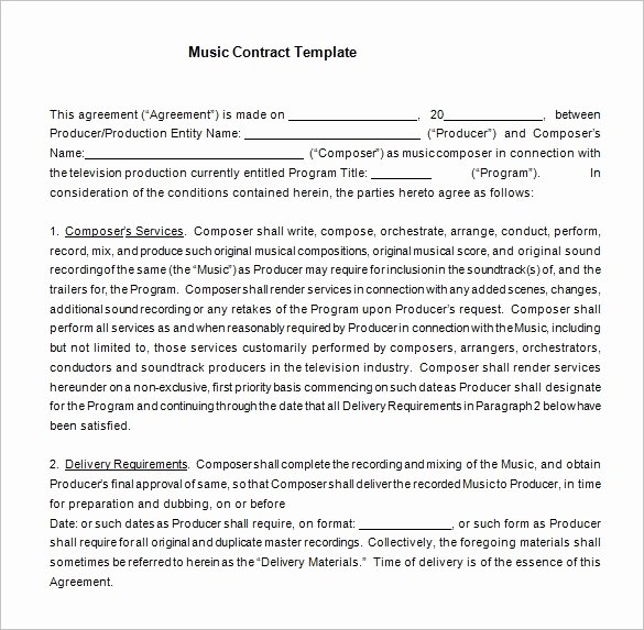 Music Producer Agreement Template Best Of Church Musician Contract Template