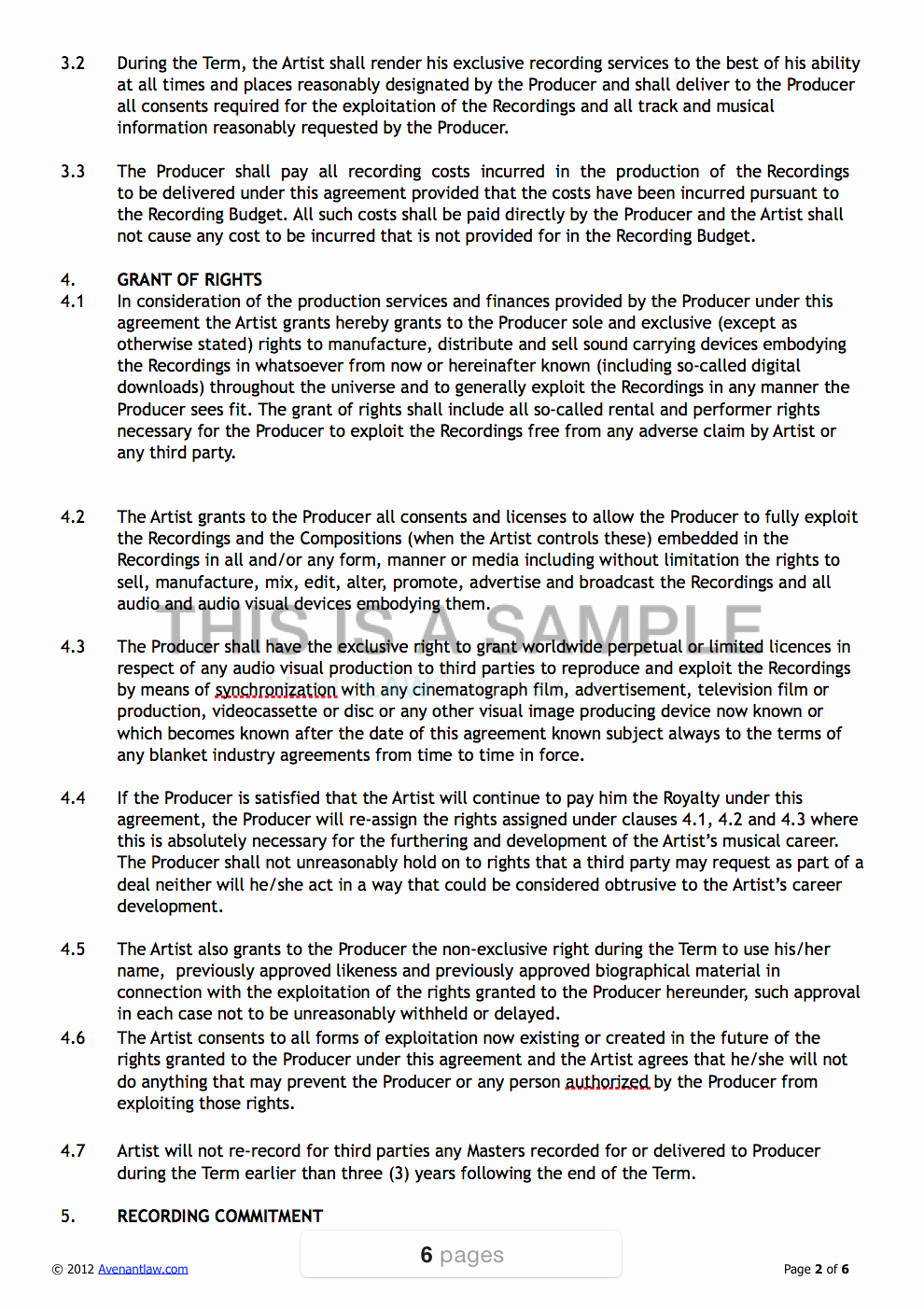 Music Producer Agreement Template New Producer Contract Template Pro Producer